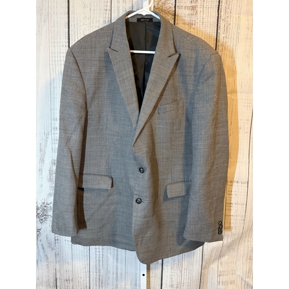 Kenneth Cole Men’s Suit Coat 48 Regular 100% Wool Houndstooth